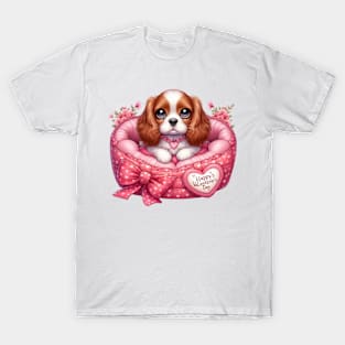 Valentine Cocker Spaniel Dog in Bed T-Shirt